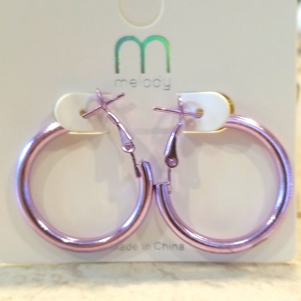 3 for $15 Lavender Metallic Hoops